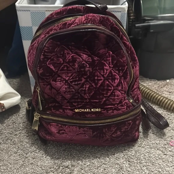 Michael Kors Velvet purple backpack michael kors mini backpack purse | eBay main image 4